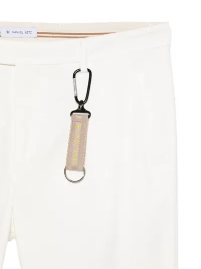 Manuel Ritz Micro-texture Slim-fit Trousers In White