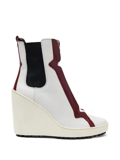 Hogan Lace-up Leather Wedge Boot In Multi