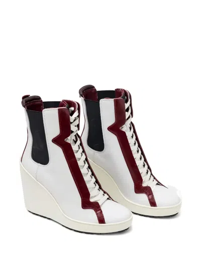 Hogan Lace-up Leather Wedge Boot In Multi