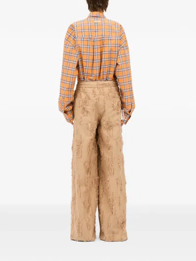 Msgm Destroyed Trousers In Neutral