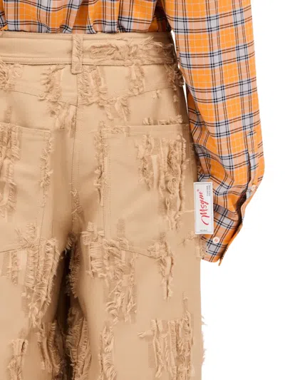 Msgm Destroyed Trousers In Neutral