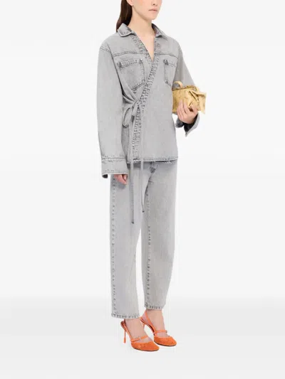 Msgm Patch Pocket Tie Shirt In Gray