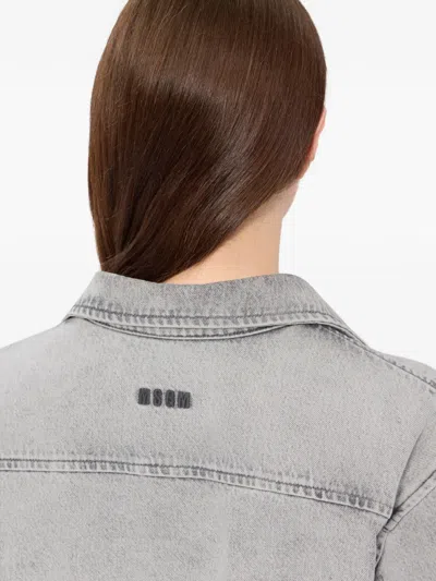 Msgm Patch Pocket Tie Shirt In Gray