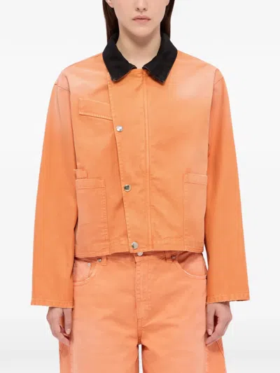 Msgm Collared Denim Jacket In Blue