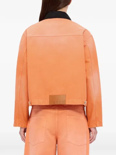 Msgm Collared Denim Jacket In Blue