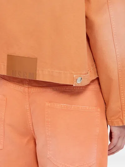 Msgm Collared Denim Jacket In Blue