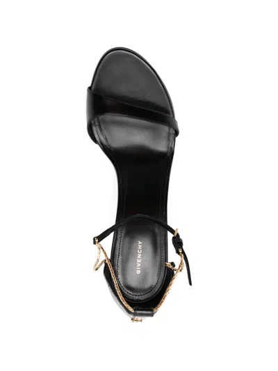 Givenchy 4g Liquid Leather Sandals In Black