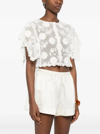Twinset White Crochet-effect Top In White