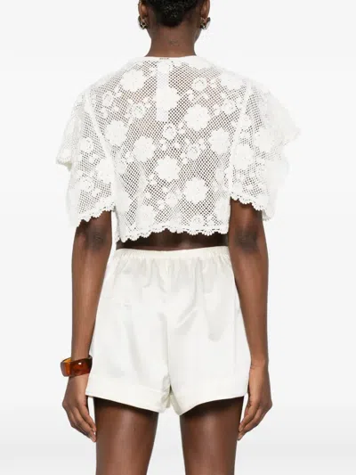 Twinset White Crochet-effect Top In White
