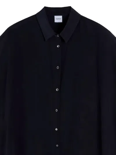 Aspesi Silk Crepe De Chine Shirt In Blue