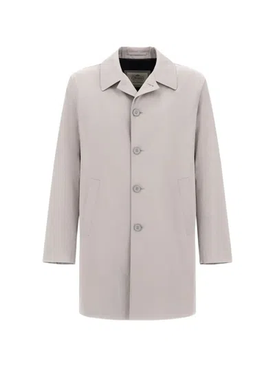 Herno Welt-pockets Button Coat In Neutral