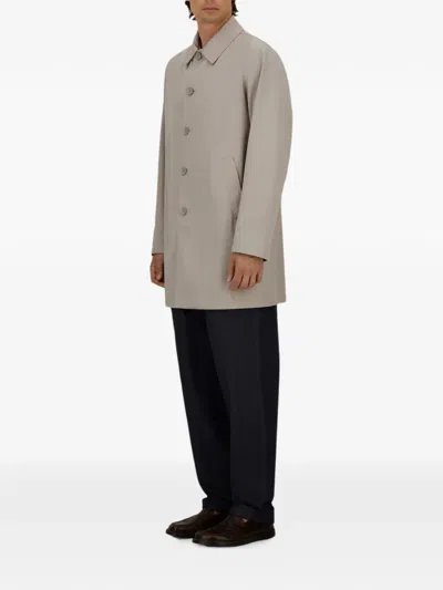 Herno Welt-pockets Button Coat In Neutral