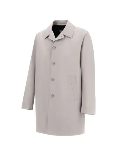 Herno Welt-pockets Button Coat In Neutral