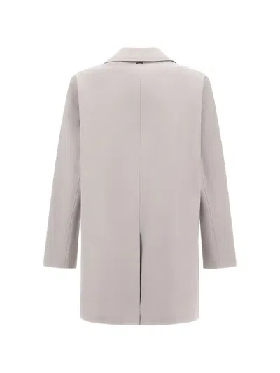 Herno Welt-pockets Button Coat In Neutral