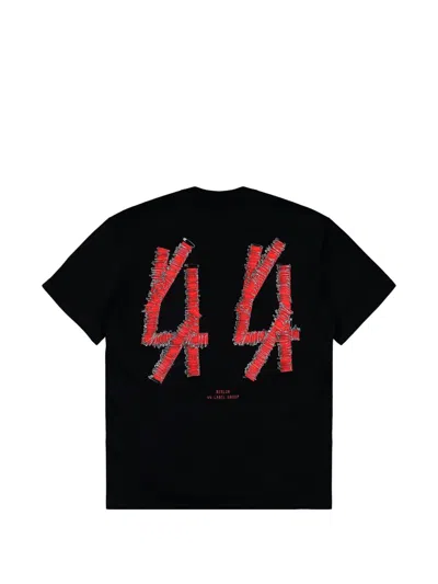44 Label Group Classic Logo-embroidered Cotton T-shirt In Black
