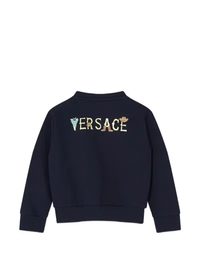Versace Embroidered Sweatshirt In Blue