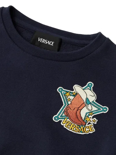 Versace Embroidered Sweatshirt In Blue