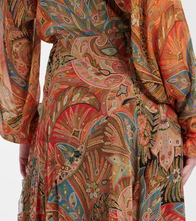 Etro Paisley Print Ruffle Silk Chiffon Maxi Skirt In Multi