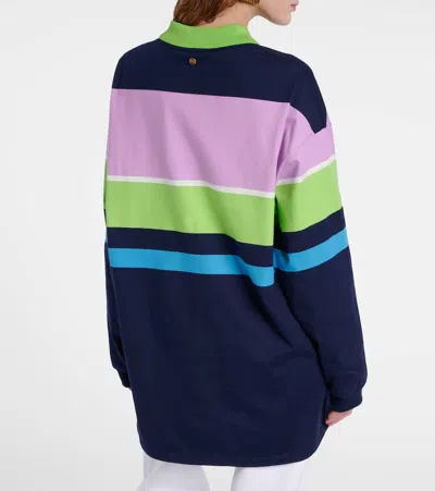 Versace Color-block Striped Long-sleeve Cotton Mini Dress In Multi