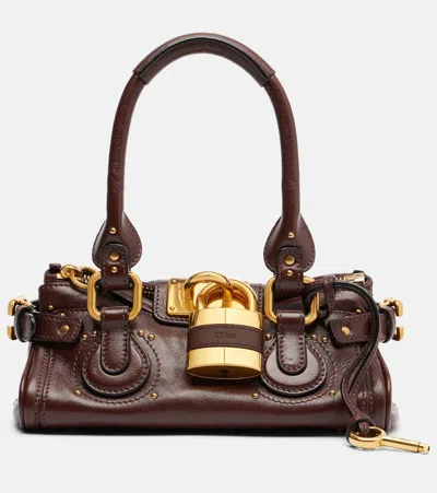 Chloé Paddington Brown Shoulder Bag With Oversized Padlock And C-shaped Buckles In Grainy Leather Woman In Brown