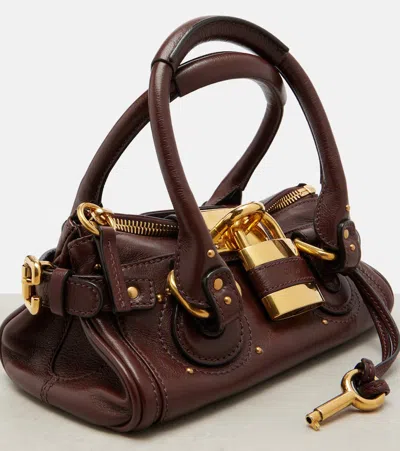 Chloé Paddington Brown Shoulder Bag With Oversized Padlock And C-shaped Buckles In Grainy Leather Woman In Brown