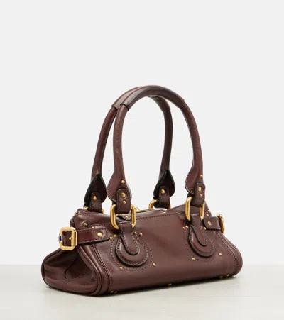 Chloé Paddington Brown Shoulder Bag With Oversized Padlock And C-shaped Buckles In Grainy Leather Woman In Brown
