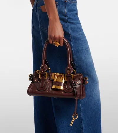 Chloé Paddington Brown Shoulder Bag With Oversized Padlock And C-shaped Buckles In Grainy Leather Woman In Brown