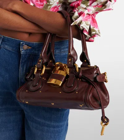 Chloé Paddington Brown Shoulder Bag With Oversized Padlock And C-shaped Buckles In Grainy Leather Woman In Brown