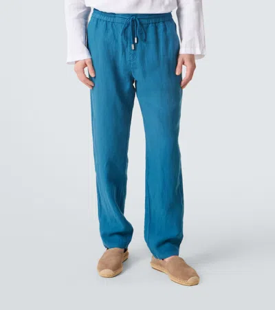 Vilebrequin Men Linen Pants Regular Fit Solid In Blue