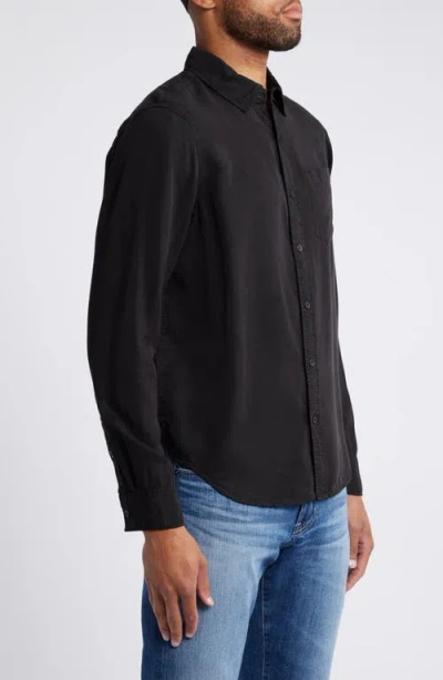 Ag Aiden Solid Lyocell Button-up Shirt In Black
