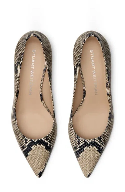 Stuart Weitzman Eva Embossed Kitten-heel Pumps In Brown