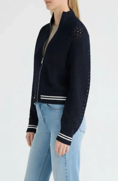 Hunter Stripe Openwork Bomber Jacket In Blue