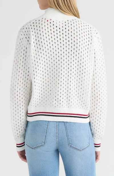 Hunter Stripe Openwork Bomber Jacket In White