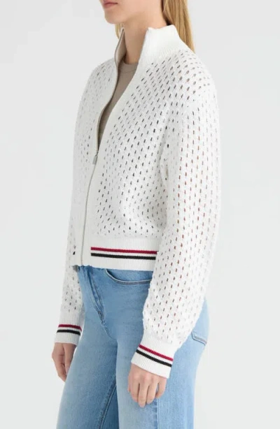 Hunter Stripe Openwork Bomber Jacket In White