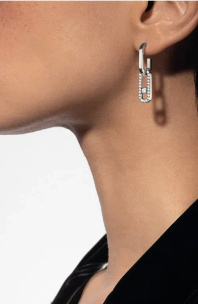 Messika Move Link Diamond Drop Earrings In Silver