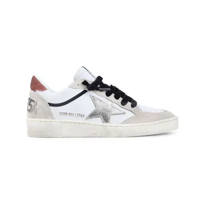 Golden Goose Ball Star Leather Upper Suede Toe And Spur Laminated Star Waxed Suede Heel Sneakers White