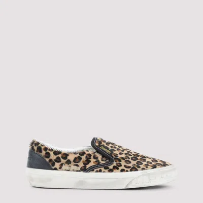 Golden Goose Brown Low Top Sneakers With Embossed Logo On The Heel And All-over Leopard Motif In Leather Woman