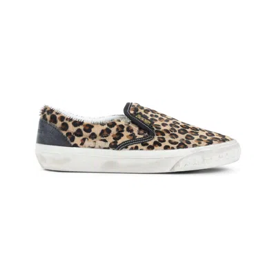 Golden Goose Brown Low Top Sneakers With Embossed Logo On The Heel And All-over Leopard Motif In Leather Woman