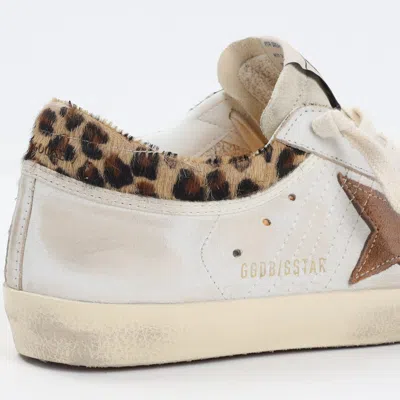 Golden Goose Super Star Leather Upper Horsy Leo Printed Collar Suede Star Sneakers White In Neutral