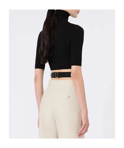 Max Mara High-neck Short-sleeved Knitwear In Black