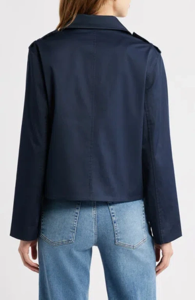 Frame Short Trench Jacket Navy In Blue
