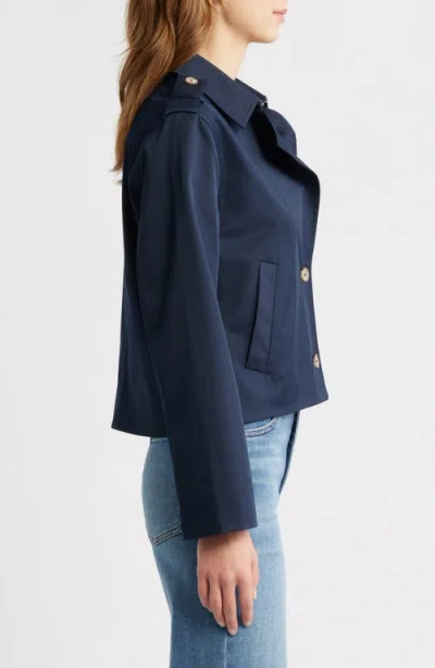 Frame Short Trench Jacket Navy In Blue