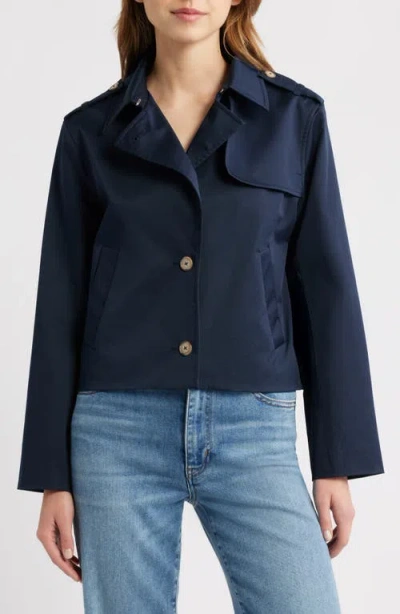 Frame Short Trench Jacket Navy In Blue