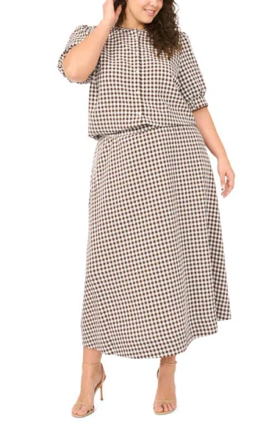 Halogenr Halogen(r) Puff Sleeve Front Button Top In Brown