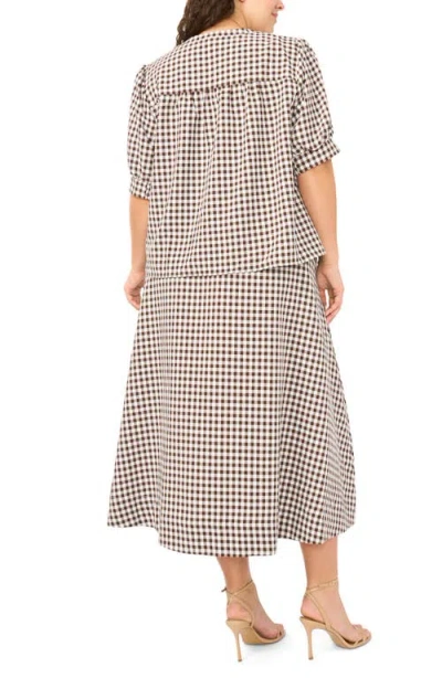 Halogenr Halogen(r) Puff Sleeve Front Button Top In Brown