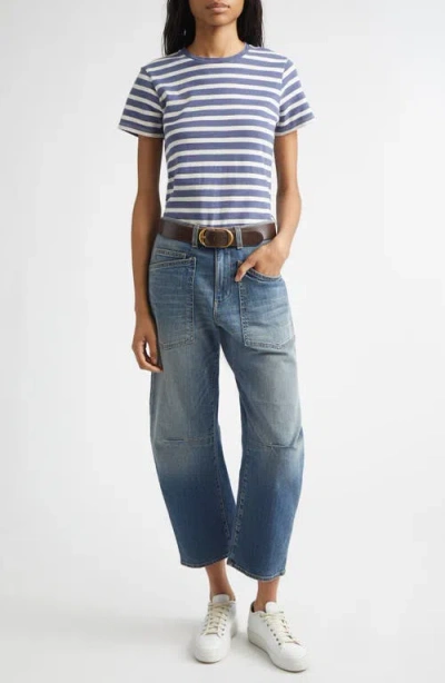 Nili Lotan Lana Striped Cotton Jersey T-shirt In Blue