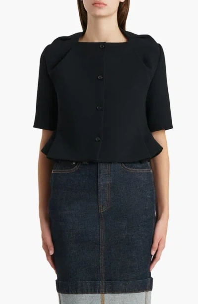 Khaite Franc Folded-neckline Button-fastening Jacket In Black