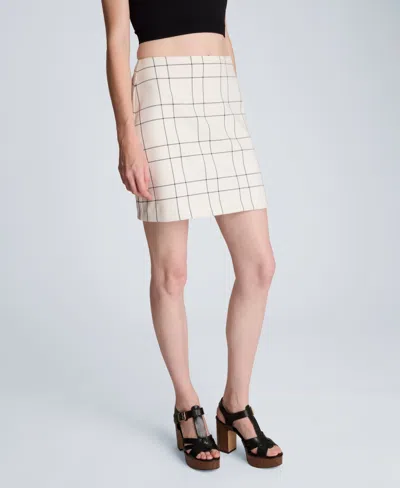 Kenneth Cole Center Back Zip Mini A-lined Skirt In Neutral