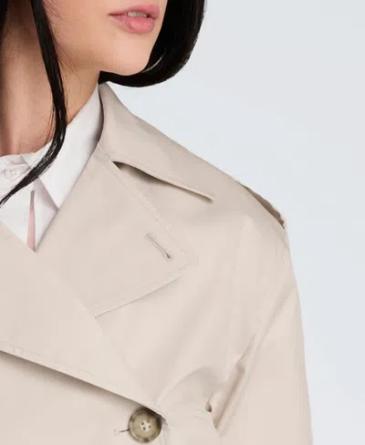 Kenneth Cole Double Breasted Short Trench Coat In Neutral