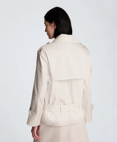 Kenneth Cole Double Breasted Short Trench Coat In Neutral
